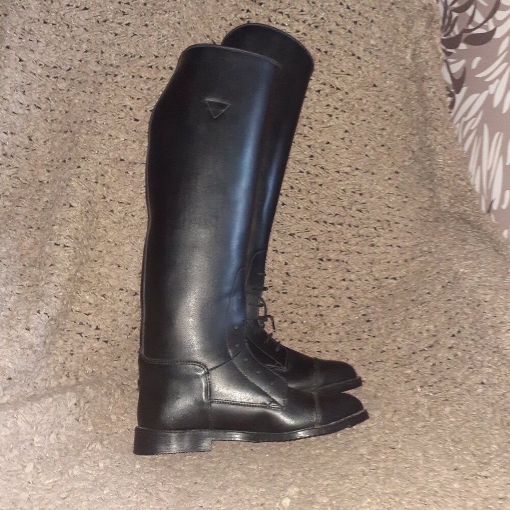 Vintage EQUESTRIAN/RIDING BOOT-Canada-Lace-Up-Black Leather-Sz 6.5-NWOB - Picture 4 of 7